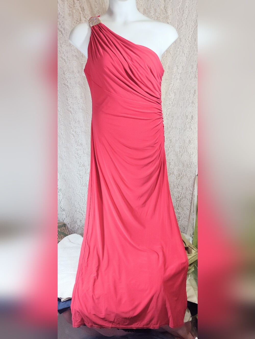 Betsy & Adam Coral Red Evening Gown Prom dress Size 14 NWOT